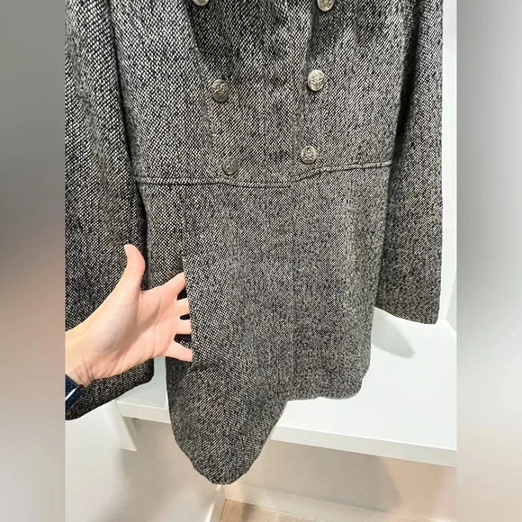 Vintage Guess Los Angeles black & white zip Pea Coat lined wool blend large - Picture 12 of 12